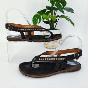 Fiorentini Baker Women’s Black Leather Flat Sandals size 6.5